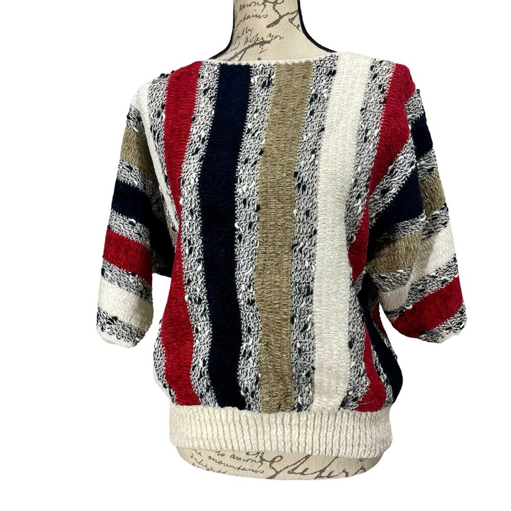 Vintage 1980's Short Sleeve Sweater by Bonnie and Bill  NY Textured Knit Medium